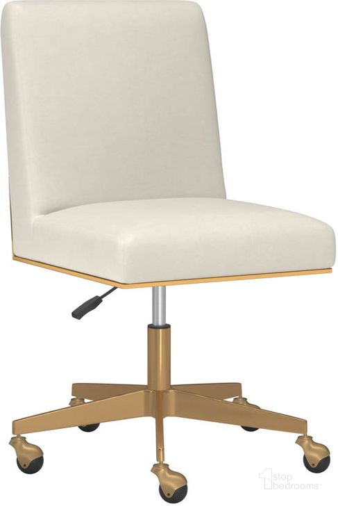 The appearance of Dean Office Chair In Brushed Brass And Meg Ivory designed by Sunpan in the modern / contemporary interior design. This ivory piece of furniture  was selected by 1StopBedrooms from Dean Collection to add a touch of cosiness and style into your home. Sku: 109205. Material: Fabric. Product Type: Office Chair. Image1