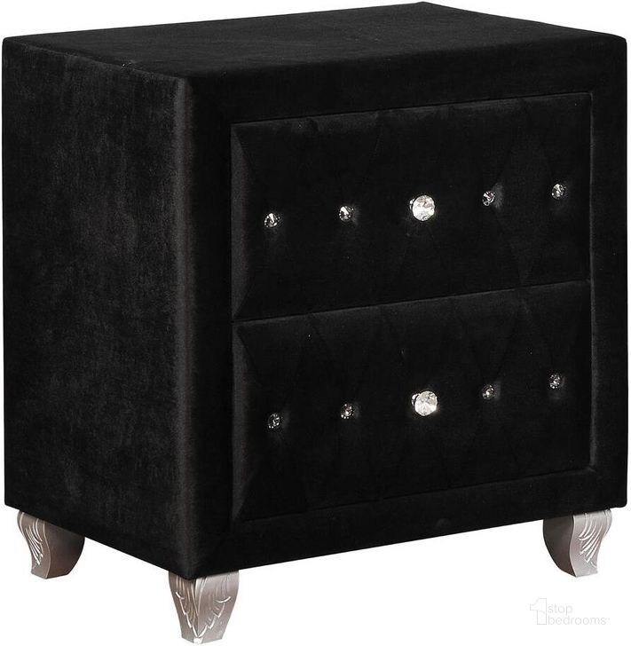 The appearance of Deanna Black Nightstand designed by Coaster in the modern / contemporary interior design. This black piece of furniture  was selected by 1StopBedrooms from Deanna Collection to add a touch of cosiness and style into your home. Sku: 206102. Material: Wood. Product Type: Nightstand. Image1