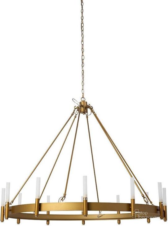 The appearance of Decamp Ii Gold Metal Chassis Glass Tube Twelve Light Chandelier designed by Mercana in the modern / contemporary interior design. This gold piece of furniture  was selected by 1StopBedrooms from Decamp Collection to add a touch of cosiness and style into your home. Sku: 68595. Material: Metal. Product Type: Chandelier. Image1