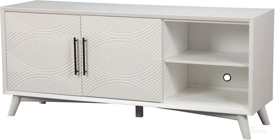 The appearance of Decanoir White TV Stand and TV Console designed by Bennett Interiors in the transitional interior design. This white piece of furniture  was selected by 1StopBedrooms from Decanoir Collection to add a touch of cosiness and style into your home. Sku: 1867-10. Material: Wood. Product Type: TV Stands and TV Console. Image1