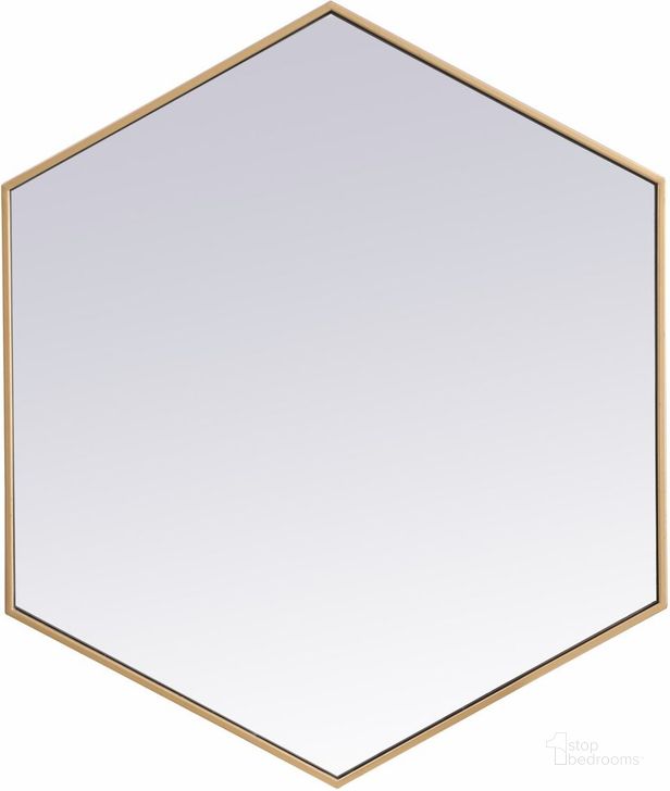 The appearance of Decker Brass Hexogon Mirror MR4538BR designed by Elegant Lighting in the modern / contemporary interior design. This brass piece of furniture  was selected by 1StopBedrooms from Decker Collection to add a touch of cosiness and style into your home. Sku: MR4538BR. Material: Metal. Product Type: Mirror. Image1
