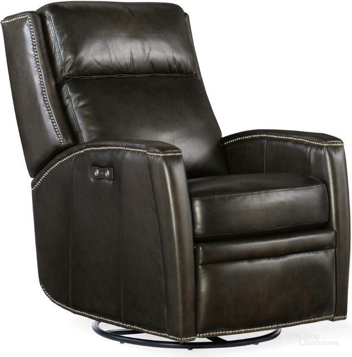 The appearance of Declan Power Swivel Glider Recliner designed by Hooker in the traditional interior design. This black piece of furniture  was selected by 1StopBedrooms from RC Collection to add a touch of cosiness and style into your home. Sku: RC251-PSWGL-089. Material: Leather. Product Type: Recliner. Image1