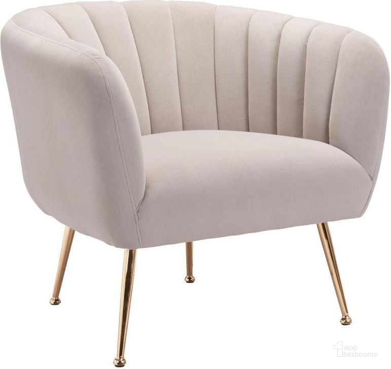The appearance of Deco Accent Chair Beige and Gold designed by Zuo Modern in the modern / contemporary interior design. This gold and beige piece of furniture  was selected by 1StopBedrooms from Deco Collection to add a touch of cosiness and style into your home. Sku: 101851. Material: Wood. Product Type: Accent Chair. Image1