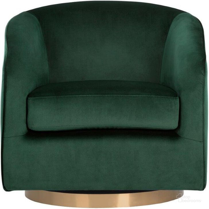The appearance of Deep Green Sky Hazel Swivel Chair designed by Sunpan in the modern / contemporary interior design. This green piece of furniture  was selected by 1StopBedrooms from  to add a touch of cosiness and style into your home. Sku: 103999. Material: Fabric. Product Type: Accent Chair. Image1