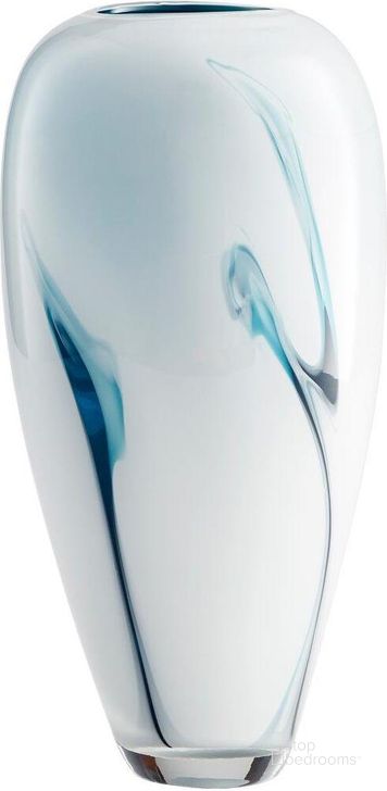 The appearance of Deep Sky Blue And White Large Vase designed by Cyan Design in the modern / contemporary interior design. This white and blue piece of furniture  was selected by 1StopBedrooms from Deep Collection to add a touch of cosiness and style into your home. Sku: 10446. Material: Glass. Product Type: Vase.