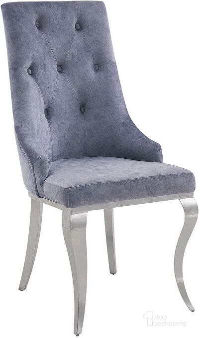 The appearance of Dekel Side Chair (Gray) (Set of 2) designed by ACME in the glam interior design. This gray piece of furniture  was selected by 1StopBedrooms from Dekel Collection to add a touch of cosiness and style into your home. Sku: 70143. Product Type: Dining Chair. Material: Stainless Steel. Image1