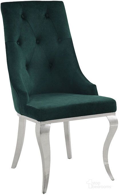 The appearance of Dekel Side Chair (Green) (Set of 2) designed by ACME in the glam interior design. This green piece of furniture  was selected by 1StopBedrooms from Dekel Collection to add a touch of cosiness and style into your home. Sku: 70142. Product Type: Dining Chair. Material: Stainless Steel. Image1