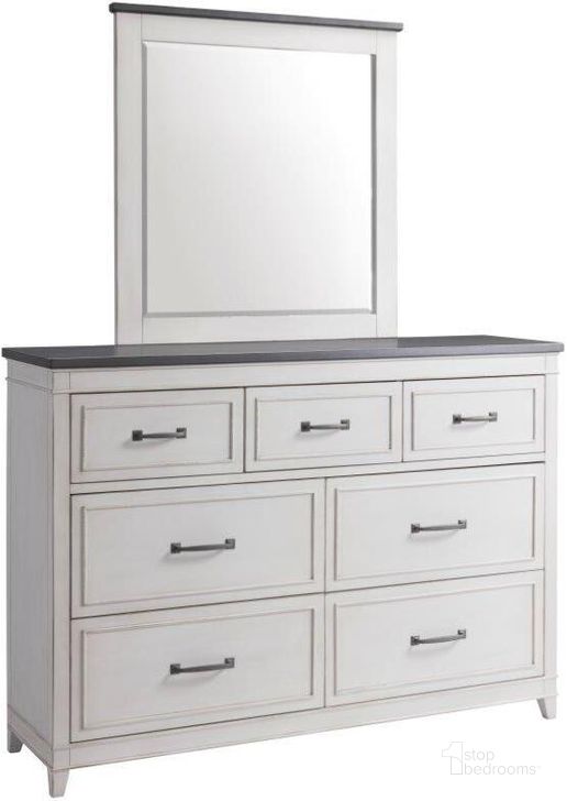The appearance of Del Mar Dresser Mirror In White designed by Martin Svensson Home in the coastal interior design. This white and grey piece of furniture  was selected by 1StopBedrooms from Del Mar Collection to add a touch of cosiness and style into your home. Sku: 6802910. Material: Wood Veneer. Product Type: Dresser Mirror. Image1