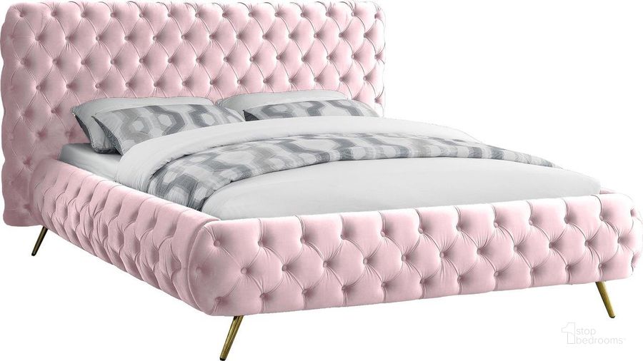 The appearance of Delano Pink Velvet Queen Bed designed by Meridian in the modern / contemporary interior design. This pink velvet piece of furniture  was selected by 1StopBedrooms from Delano Collection to add a touch of cosiness and style into your home. Sku: DelanoPink-Q-1;DelanoPink-Q-2. Bed Type: Platform Bed. Product Type: Platform Bed. Bed Size: Queen. Material: Velvet. Image1