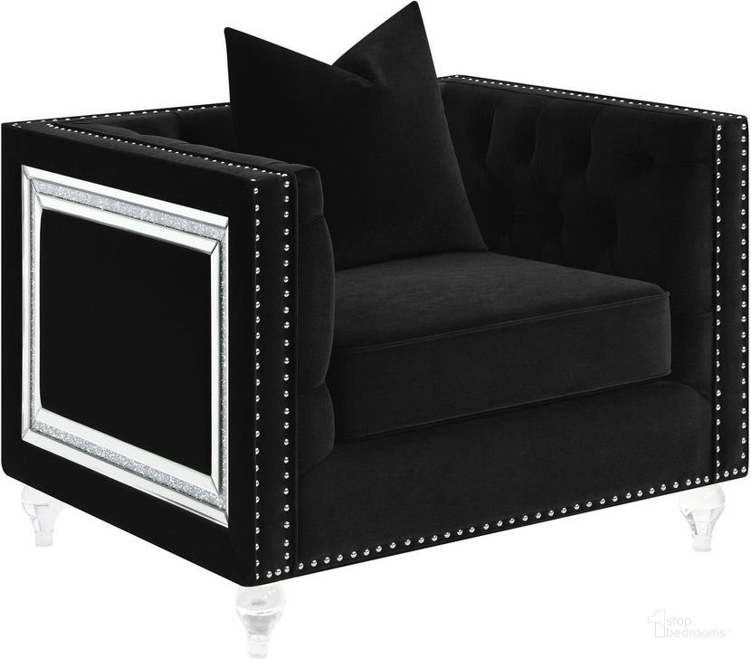 The appearance of Delilah Black Chair designed by Coaster in the modern / contemporary interior design. This black piece of furniture  was selected by 1StopBedrooms from Delilah Collection to add a touch of cosiness and style into your home. Sku: 509363. Product Type: Living Room Chair. Material: Pine. Image1