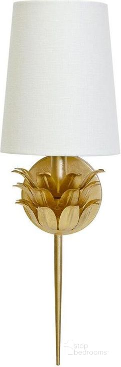 The appearance of Delilah Gold Leaf One Arm Sconce designed by Worlds Away in the modern / contemporary interior design. This gold piece of furniture  was selected by 1StopBedrooms from Delilah Collection to add a touch of cosiness and style into your home. Sku: DELILAH G. Material: Metal. Product Type: Wall Sconce.