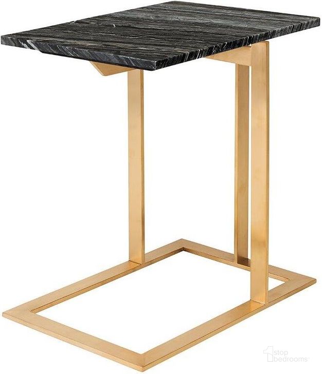 The appearance of Dell Black Wood Vein Stone Side Table HGNA287 designed by Nuevo in the modern / contemporary interior design. This black piece of furniture  was selected by 1StopBedrooms from Dell Collection to add a touch of cosiness and style into your home. Sku: HGNA287. Product Type: Side Table. Material: Stone. Image1