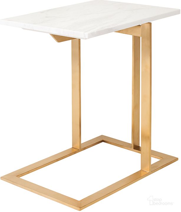 The appearance of Dell White Stone Side Table HGTB275 designed by Nuevo in the modern / contemporary interior design. This white piece of furniture  was selected by 1StopBedrooms from Dell Collection to add a touch of cosiness and style into your home. Sku: HGTB275. Product Type: Side Table. Material: Stone. Image1