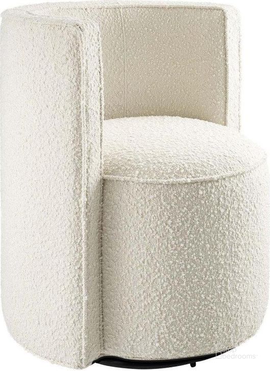 The appearance of Della Boucle Fabric Swivel Chair In Ivory designed by Modway in the modern / contemporary interior design. This ivory piece of furniture  was selected by 1StopBedrooms from Della Collection to add a touch of cosiness and style into your home. Sku: EEI-6223-IVO. Product Type: Swivel Chair. Material: Plywood. Image1