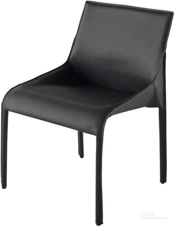 The appearance of Delphine Dark Grey Leather Dining Chair HGND212 designed by Nuevo in the modern / contemporary interior design. This dark grey piece of furniture  was selected by 1StopBedrooms from Delphine Collection to add a touch of cosiness and style into your home. Sku: HGND212. Material: Leather. Product Type: Dining Chair. Image1