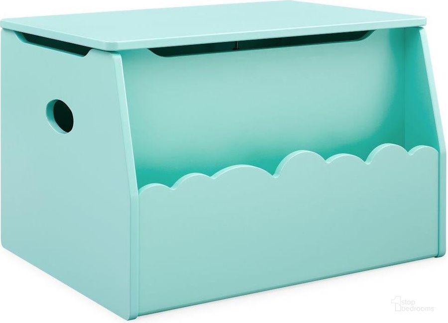 The appearance of Delta Children Cloud Toy Box In Greenguard Gold Certified In Crystalized Green designed by Delta Children in the modern / contemporary interior design. This green piece of furniture  was selected by 1StopBedrooms from Cloud Collection to add a touch of cosiness and style into your home. Sku: 533450-354. Material: Wood. Product Type: Kids Bookcases and Storage. Image1