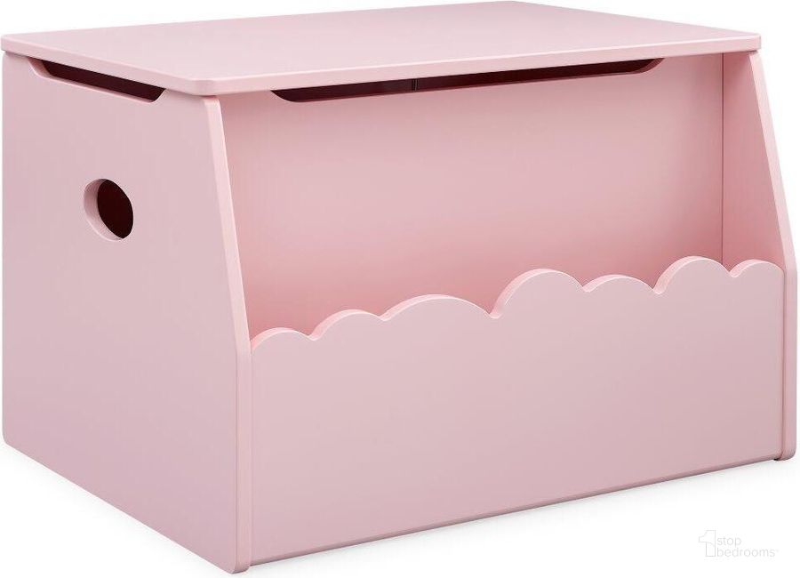 The appearance of Delta Children Cloud Toy Box In Greenguard Gold Certified In Daydream Pink designed by Delta Children in the modern / contemporary interior design. This pink piece of furniture  was selected by 1StopBedrooms from Cloud Collection to add a touch of cosiness and style into your home. Sku: 533450-652. Material: Wood. Product Type: Kids Bookcases and Storage. Image1