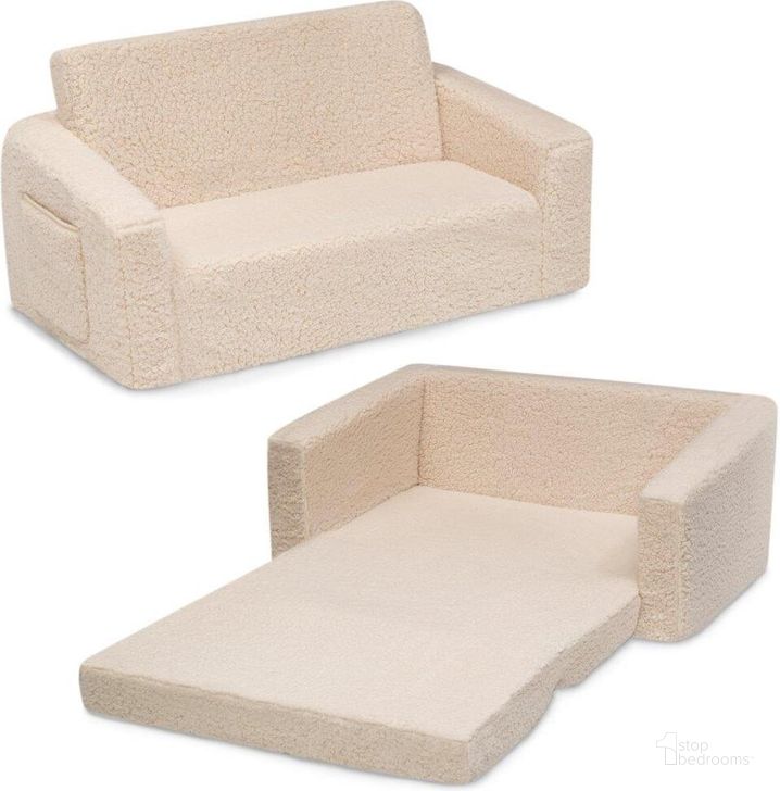 The appearance of Delta Children Cozee Flip Out Sherpa 2 In 1 Convertible Sofa To Lounger For Kids In Cream Sherpa designed by Delta Children in the modern / contemporary interior design. This cream piece of furniture  was selected by 1StopBedrooms from Cozee Collection to add a touch of cosiness and style into your home. Sku: 208223W-5030. Product Type: Kids Seating. Material: Foam. Image1
