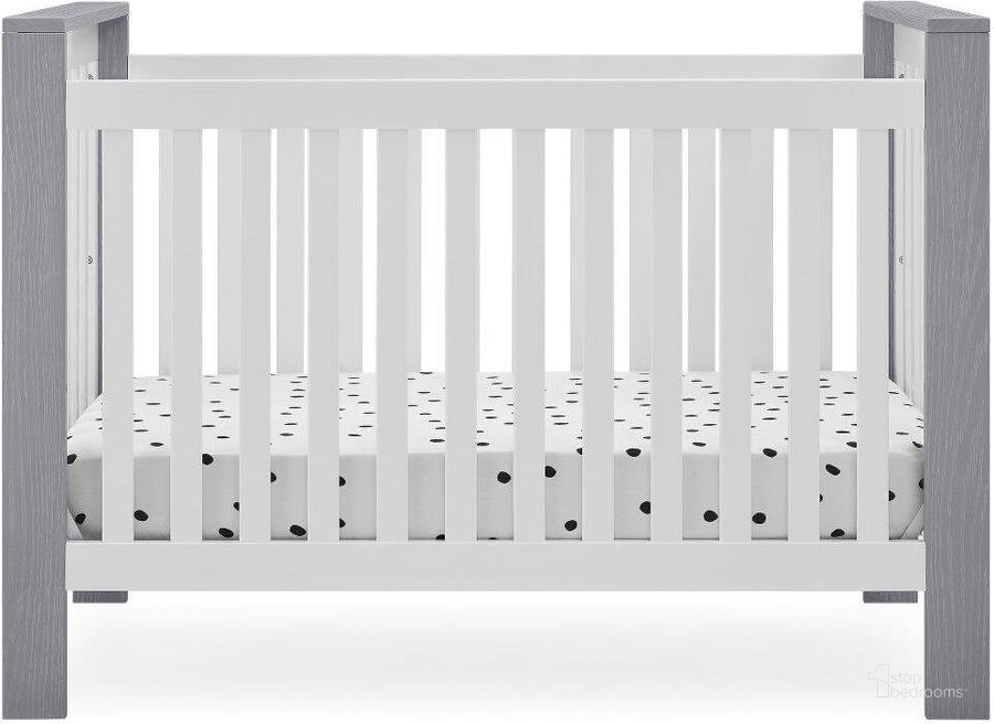 The appearance of Delta Children Miles 4 In 1 Convertible Crib With Greenguard Gold Certified In Bianca White With Textured Cloud designed by Delta Children in the country / farmhouse interior design. This white piece of furniture  was selected by 1StopBedrooms from Miles Collection to add a touch of cosiness and style into your home. Sku: W100150-1426. Material: Wood. Product Type: Crib. Image1