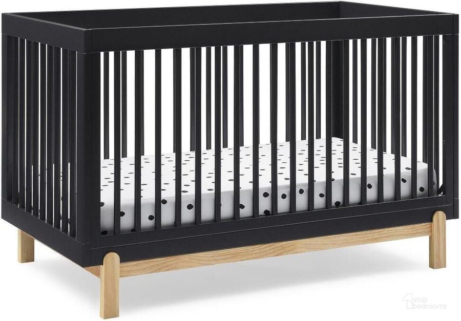 The appearance of Delta Children Poppy 4 In 1 Convertible Crib With Greenguard Gold Certified In Midnight Grey With Natural designed by Delta Children in the modern / contemporary interior design. This black piece of furniture  was selected by 1StopBedrooms from Poppy Collection to add a touch of cosiness and style into your home. Sku: W128130-1372. Material: Wood. Product Type: Crib. Image1