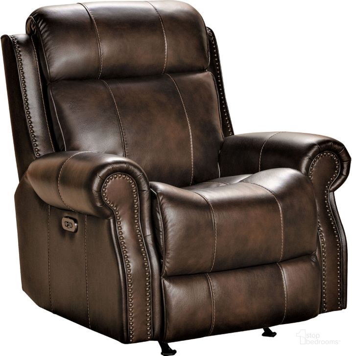 The appearance of Demara Rocker Recliner in Tonya Brown Leather designed by BarcaLounger in the modern / contemporary interior design. This brown piece of furniture  was selected by 1StopBedrooms from Demara Collection to add a touch of cosiness and style into your home. Sku: 6PH3717371286. Material: Leather. Product Type: Rocker Recliner. Image1