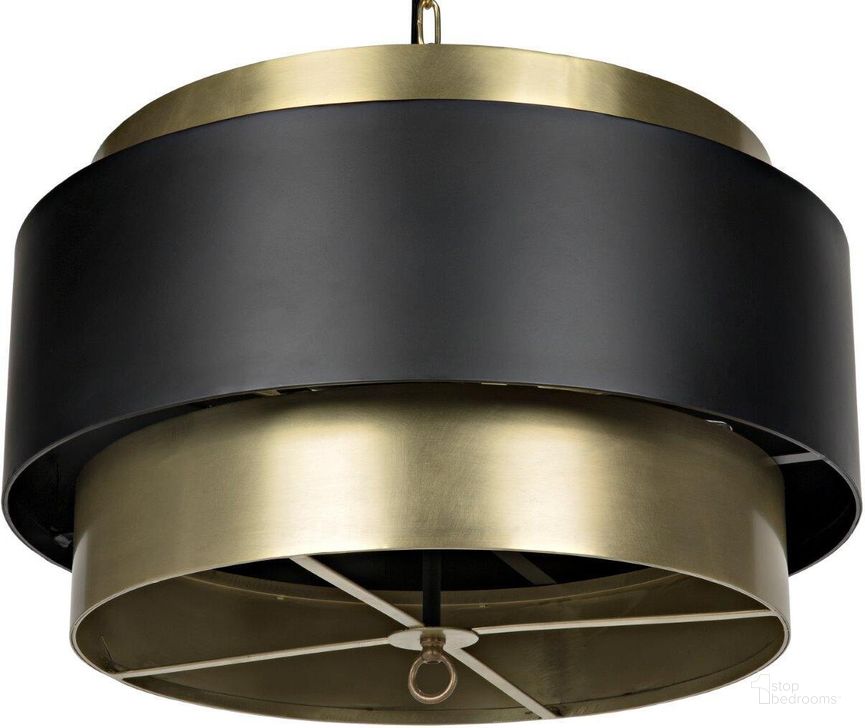 The appearance of Demetrius Pendant designed by Noir in the transitional interior design. This brass piece of furniture  was selected by 1StopBedrooms from  to add a touch of cosiness and style into your home. Sku: LAMP742. Material: Steel. Product Type: Pendant Lighting. Image1