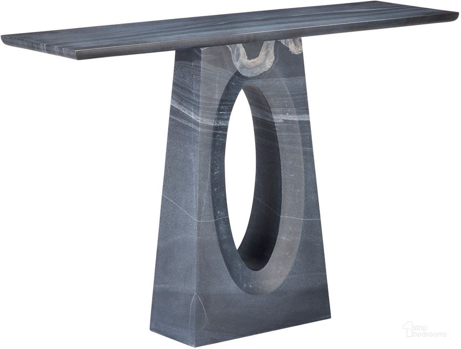 The appearance of Demi Console Table In Black designed by Currey & Company in the modern / contemporary interior design. This black piece of furniture  was selected by 1StopBedrooms from Demi Collection to add a touch of cosiness and style into your home. Sku: 3000-0258. Material: Marble. Product Type: Console Table. Image1