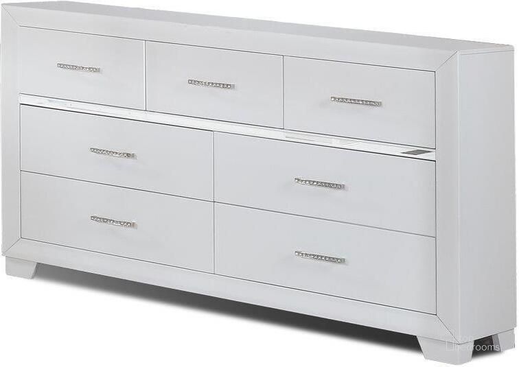 The appearance of Denali Dresser In White designed by US Tamex in the modern / contemporary interior design. This white piece of furniture  was selected by 1StopBedrooms from Denali Collection to add a touch of cosiness and style into your home. Sku: 52556-DR. Material: Wood. Product Type: Dresser. Image1