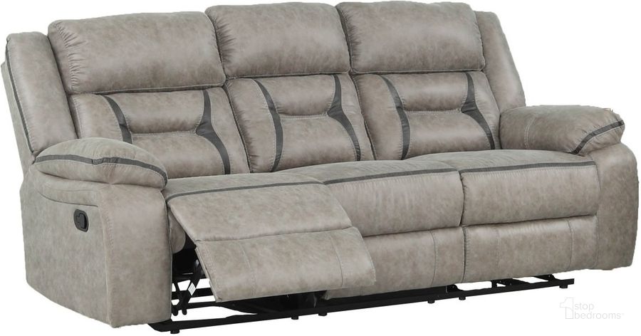 The appearance of Denali Faux Leather Upholstered Sofa In Gray designed by Galaxy Home Furnishings in the modern / contemporary interior design. This gray piece of furniture  was selected by 1StopBedrooms from Denali Collection to add a touch of cosiness and style into your home. Sku: 698781075210. Product Type: Leather Sofa. Material: Performance Fabric. Image1