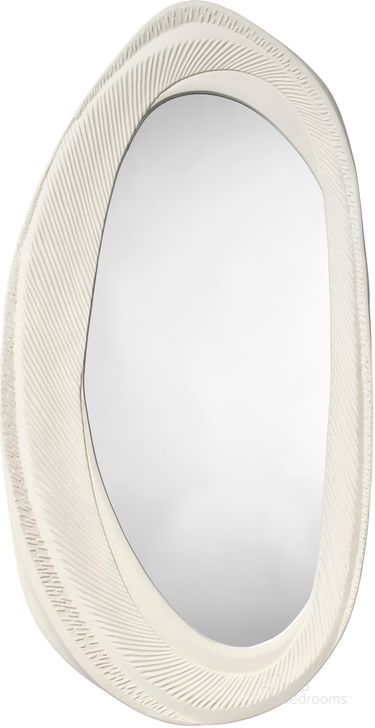 The appearance of Denali Mirror In White designed by Jamie Young Company in the modern / contemporary interior design. This white piece of furniture  was selected by 1StopBedrooms from Denali Collection to add a touch of cosiness and style into your home. Sku: 6DENA-MIWH. Product Type: Accent Mirror. Material: Resin. Image1