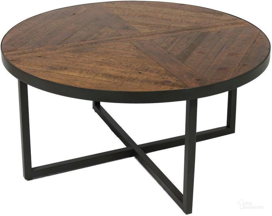 The appearance of Denton Round Coffee Table In Antique Pine designed by Emerald Home Furnishings in the transitional interior design. This antique pine piece of furniture  was selected by 1StopBedrooms from Denton Collection to add a touch of cosiness and style into your home. Sku: T650-00A. Material: Wood. Product Type: Coffee Table. Image1