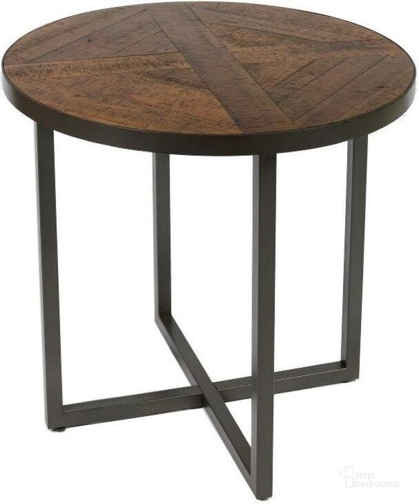 The appearance of Denton Round End Table In Antique Pine designed by Emerald Home Furnishings in the transitional interior design. This antique pine piece of furniture  was selected by 1StopBedrooms from Denton Collection to add a touch of cosiness and style into your home. Sku: T650-01A. Material: Wood. Product Type: End Table. Image1