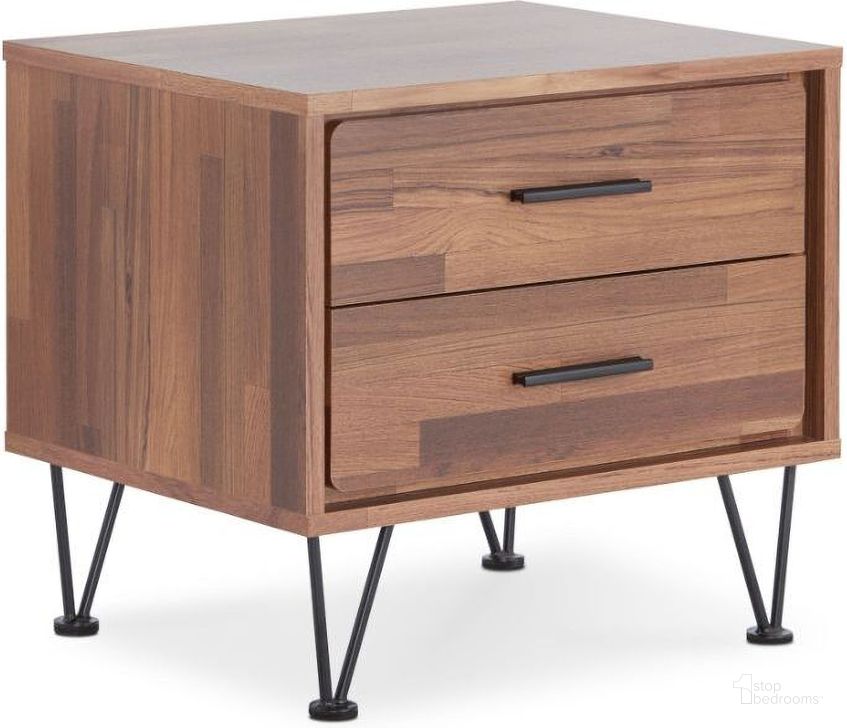 The appearance of Deoss Walnut Nightstand designed by ACME in the modern / contemporary interior design. This walnut piece of furniture  was selected by 1StopBedrooms from Deoss Collection to add a touch of cosiness and style into your home. Sku: 97330. Material: Wood. Product Type: Nightstand. Image1