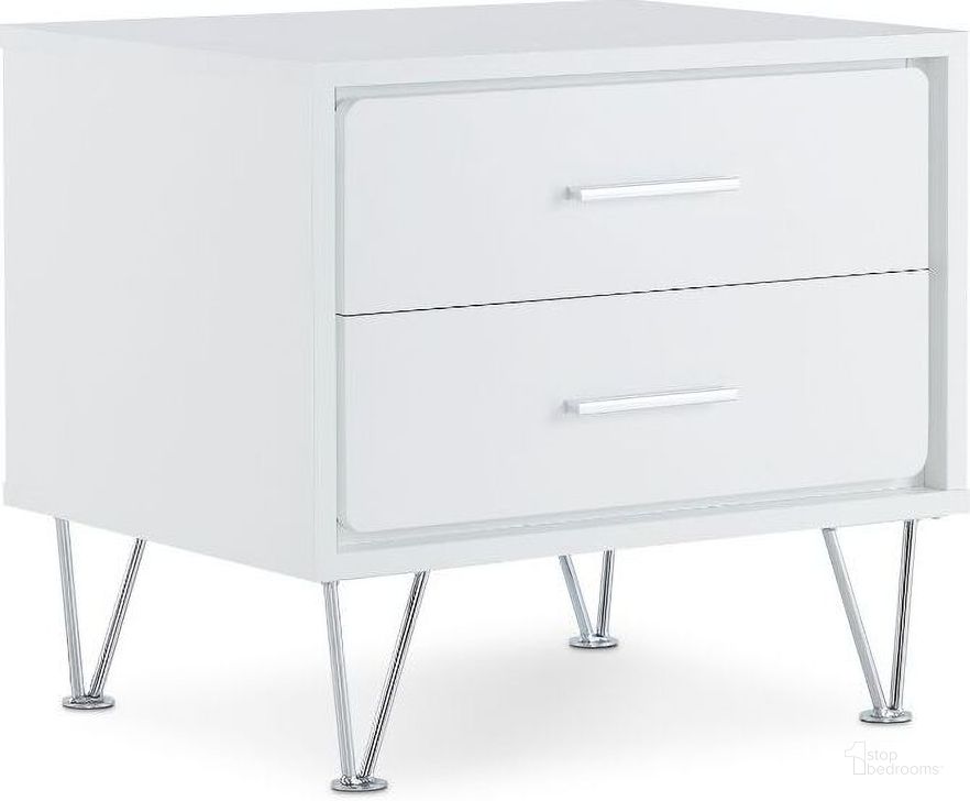 The appearance of Deoss White Nightstand designed by ACME in the modern / contemporary interior design. This white piece of furniture  was selected by 1StopBedrooms from Deoss Collection to add a touch of cosiness and style into your home. Sku: 97332. Material: Wood. Product Type: Nightstand. Image1