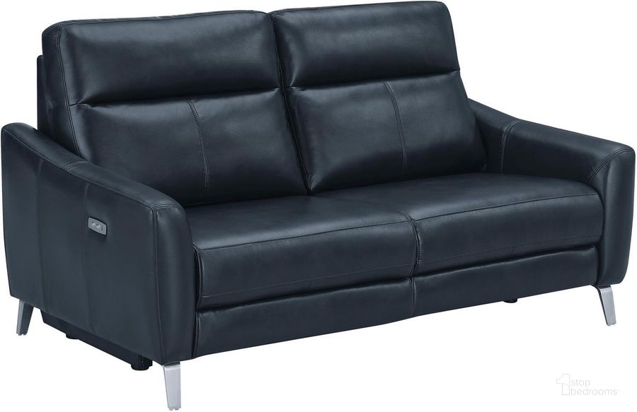 The appearance of Derek Upholstered Power Sofa In Blue designed by Coaster in the modern / contemporary interior design. This blue piece of furniture  was selected by 1StopBedrooms from Derek Collection to add a touch of cosiness and style into your home. Sku: 602507P. Material: Upholstered. Product Type: Sofa. Image1