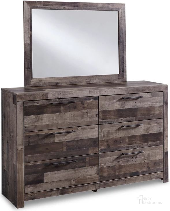 The appearance of Derekson Dresser and Mirror In Multi Gray designed by Signature Design by Ashley in the transitional interior design. This multi gray piece of furniture  was selected by 1StopBedrooms from Derekson Collection to add a touch of cosiness and style into your home. Sku: B200-31;B200-36. Material: Wood. Product Type: Dresser and Mirror. Image1