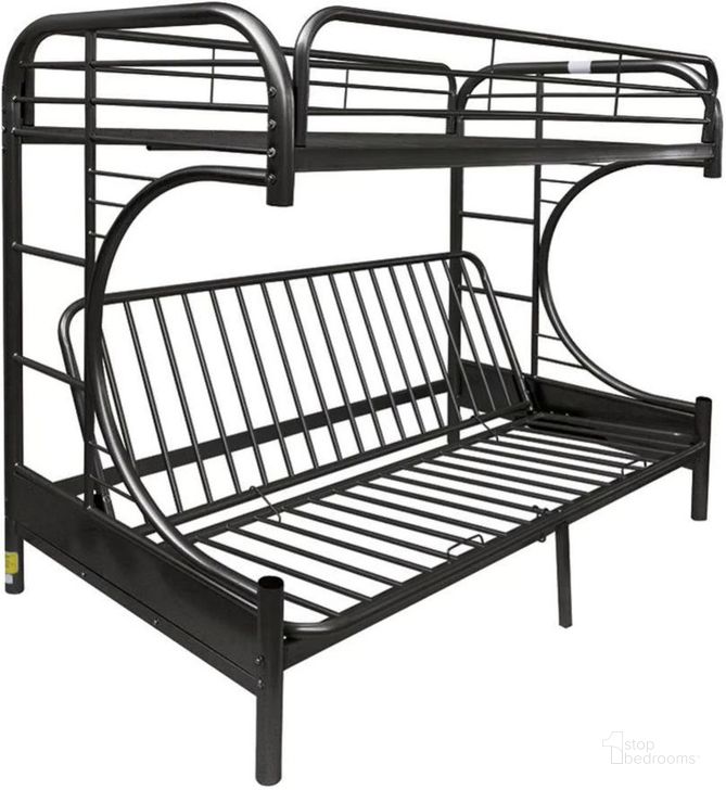 The appearance of Dertonville Black Twin Over Full Bunk Bed designed by Off 5th Home in the transitional interior design. This black piece of furniture  was selected by 1StopBedrooms from Dertonville Collection to add a touch of cosiness and style into your home. Sku: 02091W-BK. Bed Type: Bunk Bed. Material: Metal. Product Type: Bunk Bed. Bed Size: Twin Over Full. Image1