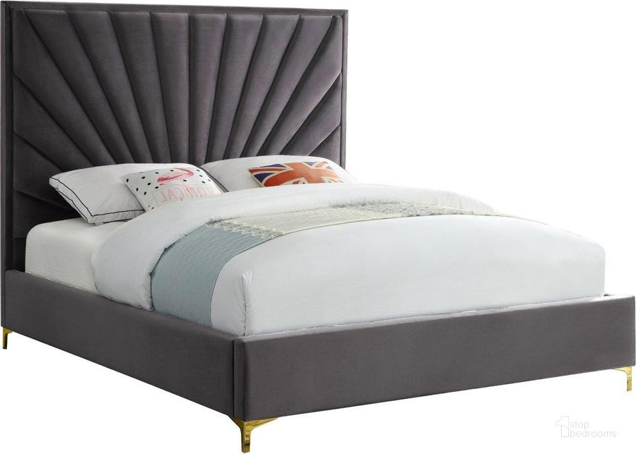 The appearance of Dertonville Grey Velvet King Bed designed by Furnique in the modern / contemporary interior design. This grey velvet piece of furniture  was selected by 1StopBedrooms from Dertonville Collection to add a touch of cosiness and style into your home. Sku: EclipseGrey-K-1;EclipseGrey-K-2. Product Type: Bed. Bed Size: King. Material: Velvet. Image1