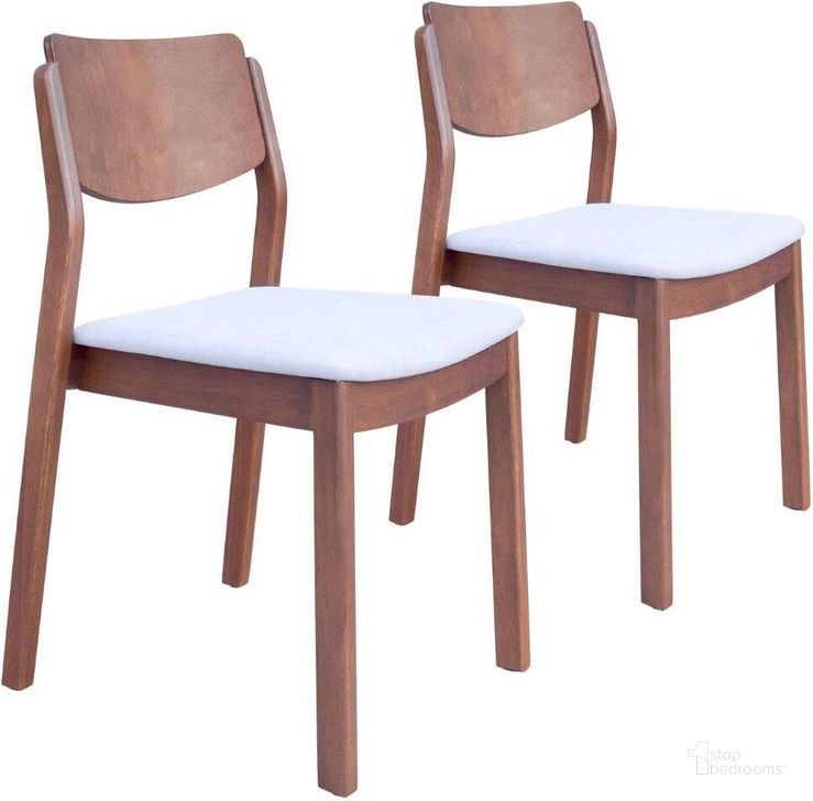 The appearance of Desdamona Dining Chair Set Of 2 In Light Gray And Walnut designed by Zuo Modern in the modern / contemporary interior design. This light grey piece of furniture  was selected by 1StopBedrooms from Desdamona Collection to add a touch of cosiness and style into your home. Sku: 109213. Product Type: Dining Chair. Material: Rubberwood. Image1