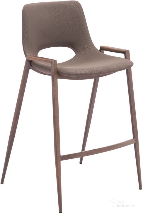 The appearance of Desi Bar Stool Set of 2 In Brown And Walnut designed by Zuo Modern in the modern / contemporary interior design. This brown piece of furniture  was selected by 1StopBedrooms from Desi Collection to add a touch of cosiness and style into your home. Sku: 109732. Product Type: Barstool. Material: Plywood. Image1