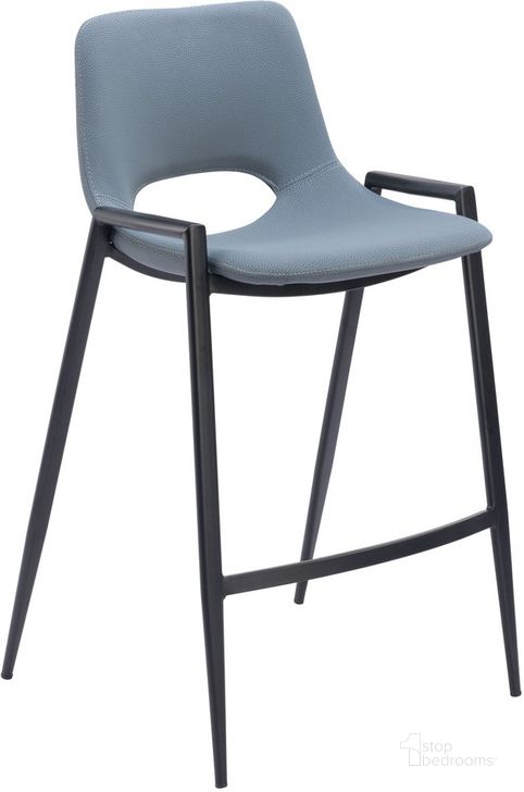 The appearance of Desi Barstool Set of 2 In Blue designed by Zuo Modern in the modern / contemporary interior design. This blue piece of furniture  was selected by 1StopBedrooms from Desi Collection to add a touch of cosiness and style into your home. Sku: 109539. Product Type: Barstool. Material: Plywood. Image1