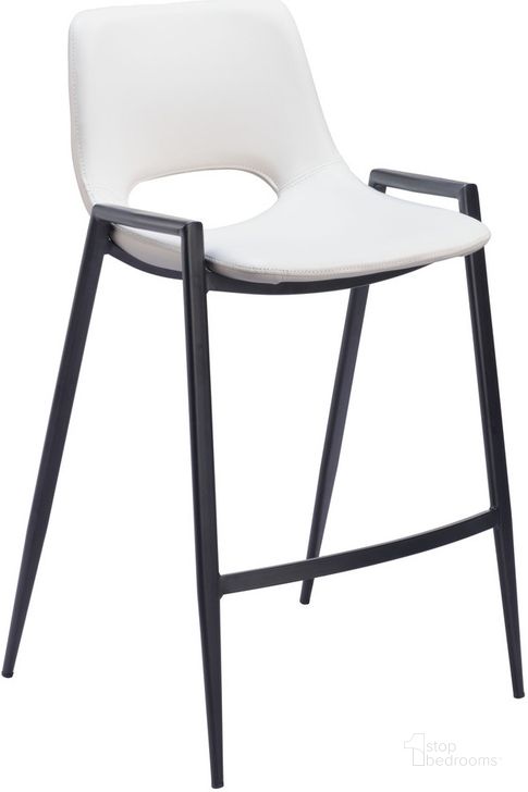 The appearance of Desi Barstool Set of 2 In White designed by Zuo Modern in the modern / contemporary interior design. This white piece of furniture  was selected by 1StopBedrooms from Desi Collection to add a touch of cosiness and style into your home. Sku: 109538. Product Type: Barstool. Material: Plywood. Image1