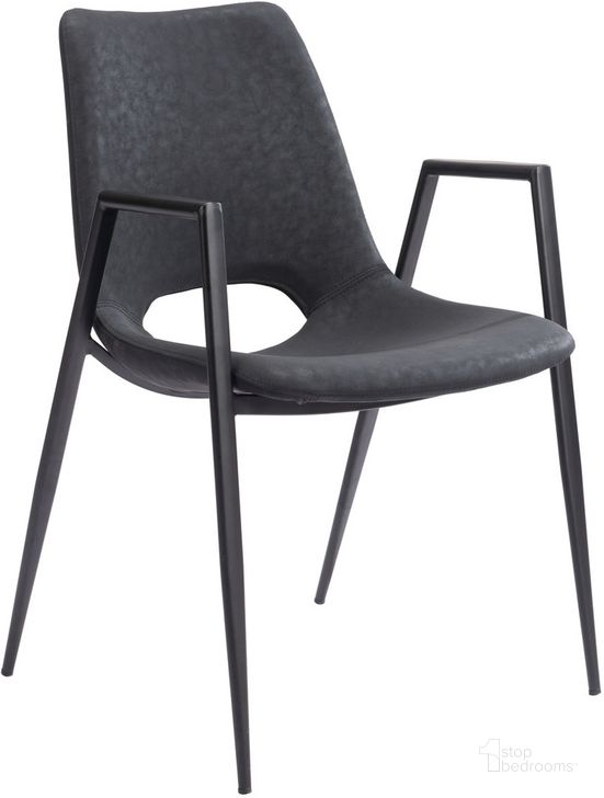 The appearance of Desi Dining Chair Set of 2 In Black designed by Zuo Modern in the modern / contemporary interior design. This black piece of furniture  was selected by 1StopBedrooms from Desi Collection to add a touch of cosiness and style into your home. Sku: 109534. Product Type: Dining Chair. Material: Plywood. Image1