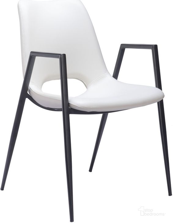 The appearance of Desi Dining Chair Set of 2 In White designed by Zuo Modern in the modern / contemporary interior design. This white piece of furniture  was selected by 1StopBedrooms from Desi Collection to add a touch of cosiness and style into your home. Sku: 109535. Product Type: Dining Chair. Material: Plywood. Image1