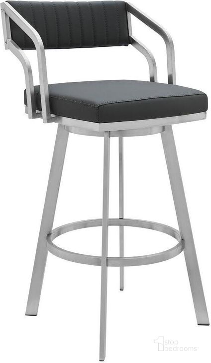 The appearance of Desiderio Grey Barstool 0qb24499032 designed by Artisan Elegance in the modern / contemporary interior design. This gray piece of furniture  was selected by 1StopBedrooms from Desiderio Collection to add a touch of cosiness and style into your home. Sku: 721535752249. Product Type: Barstool. Material: Stainless Steel. Image1