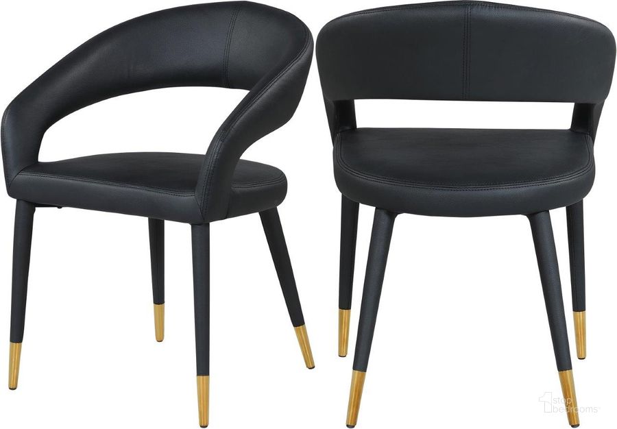 The appearance of Destiny Black Faux Leather Dining Chair designed by Meridian in the modern / contemporary interior design. This black faux leather piece of furniture  was selected by 1StopBedrooms from Destiny Collection to add a touch of cosiness and style into your home. Sku: 538Black-C. Material: Metal. Product Type: Dining Chair. Image1