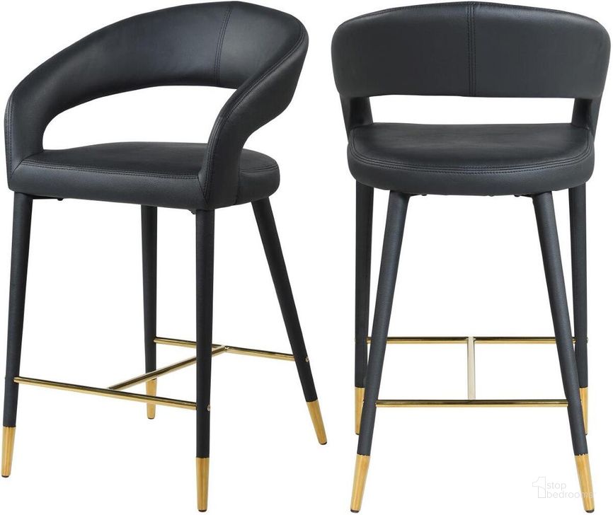 The appearance of Destiny Black Faux Leather Stool designed by Meridian in the modern / contemporary interior design. This black faux leather piece of furniture  was selected by 1StopBedrooms from Destiny Collection to add a touch of cosiness and style into your home. Sku: 541Black-C. Material: Metal. Product Type: Counter Height Chair. Image1
