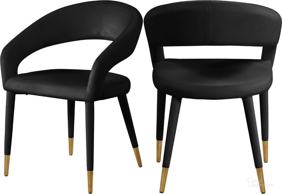 The appearance of Destiny Black Velvet Dining Chair designed by Meridian in the modern / contemporary interior design. This black velvet piece of furniture  was selected by 1StopBedrooms from Destiny Collection to add a touch of cosiness and style into your home. Sku: 537Black-C. Material: Metal. Product Type: Dining Chair. Image1