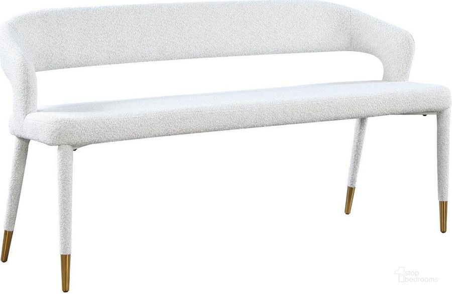 The appearance of Destiny Cream Boucle Fabric Bench designed by Meridian in the modern / contemporary interior design. This cream piece of furniture  was selected by 1StopBedrooms from Destiny Collection to add a touch of cosiness and style into your home. Sku: 584Cream. Material: Metal. Product Type: Bench. Image1