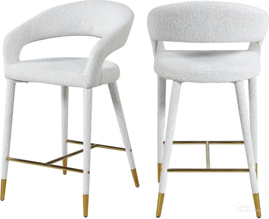 The appearance of Destiny Cream Fabric Stool designed by Meridian in the modern / contemporary interior design. This cream piece of furniture  was selected by 1StopBedrooms from Destiny Collection to add a touch of cosiness and style into your home. Sku: 542Cream-C. Material: Metal. Product Type: Counter Height Chair. Image1